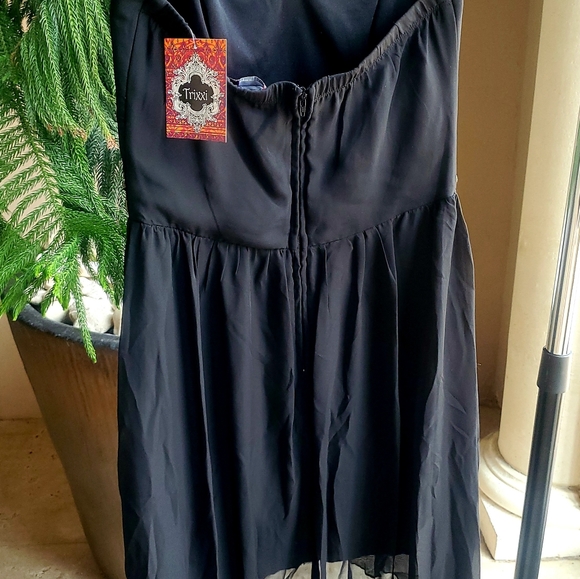 Trixxi Sleeveless High/Low Beaded Sash Gauzy Dress - Picture 2 of 3